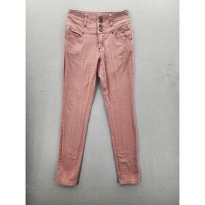 Silver Crush High Waisted Skinny Jeans Dusty Rose Pink Mauve Size 5 Multi Button